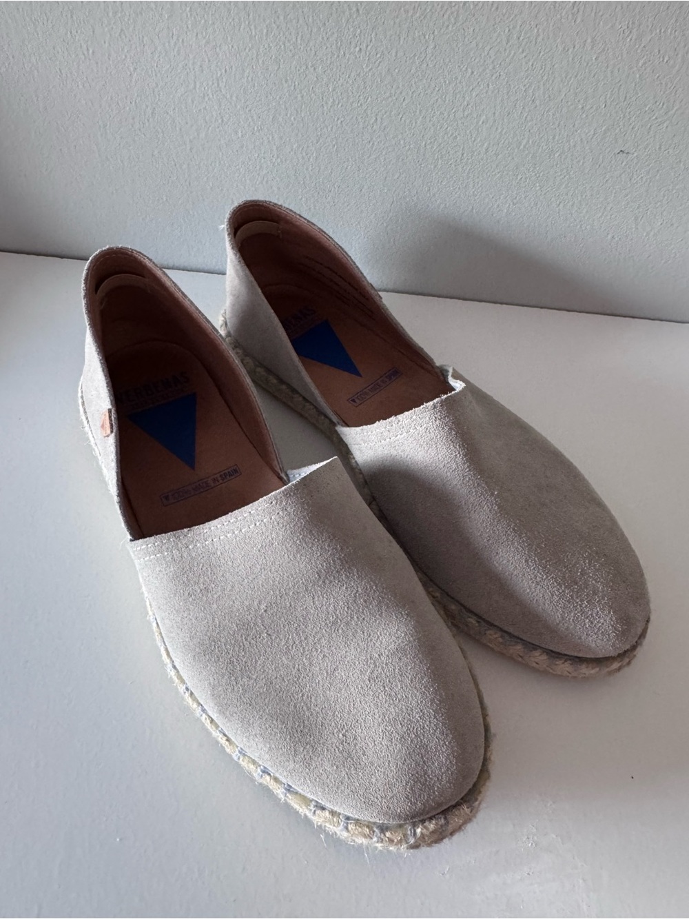 Women’s Slip-On Espadrilles in Light Gray Suede (Carmen)